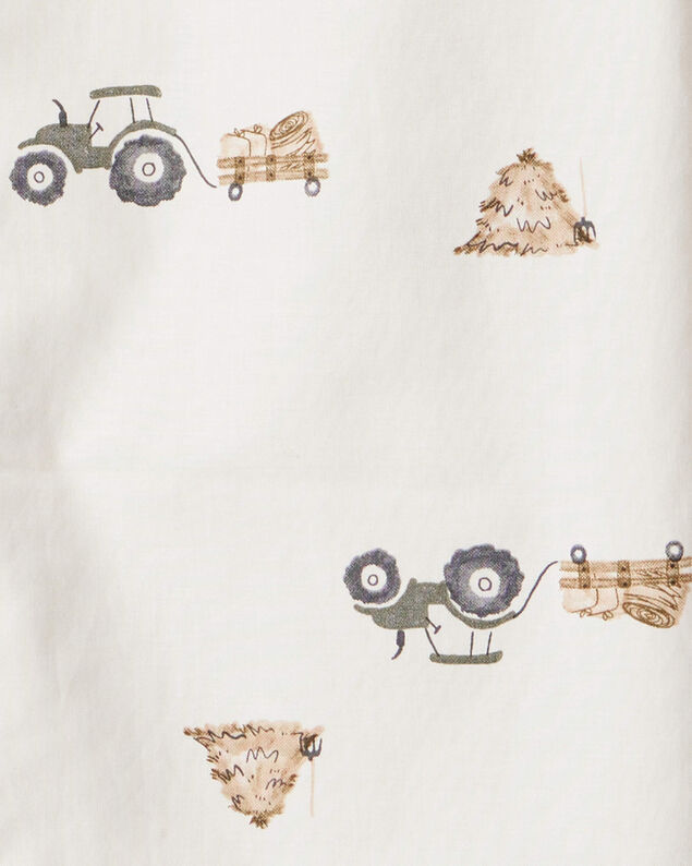 Product image 2 of Toddler Boy Tractor Print Cotton Long-Sleeve Button Down Shirt - White
