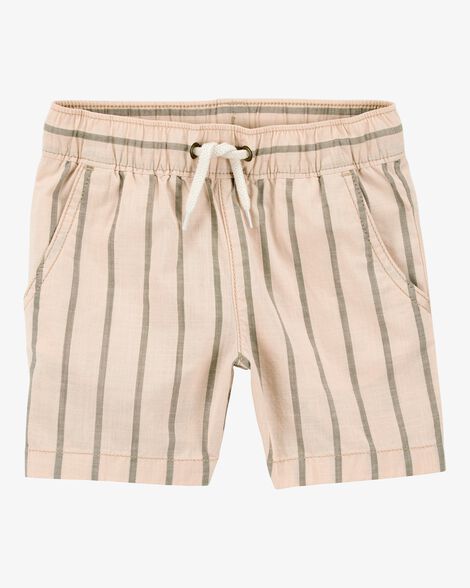 Baby 2-Piece Striped Button-Down Shirt & Drawstring Shorts Set - Khaki