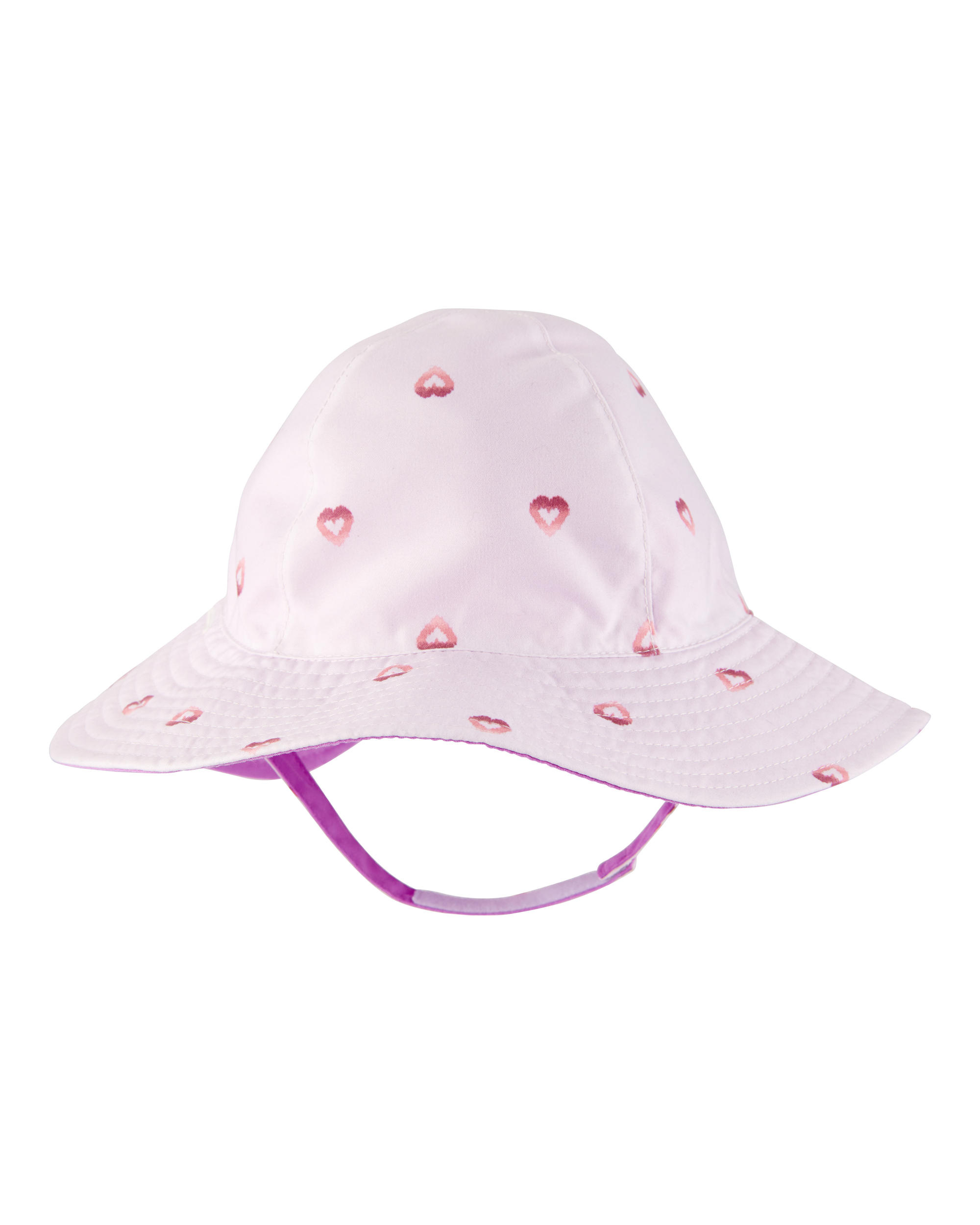 Baby Girl Heart Print Reversible Swim Hat - Purple