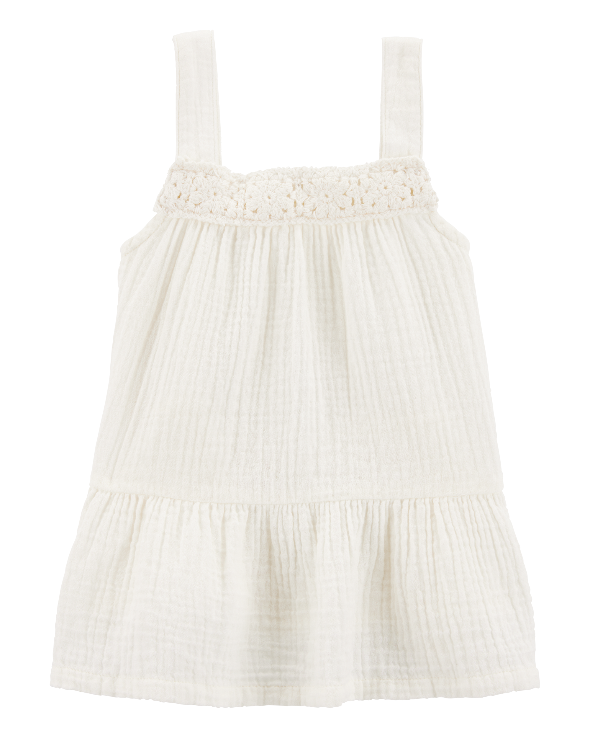 Toddler Gauze Crotchet Knit Tank - Ivory