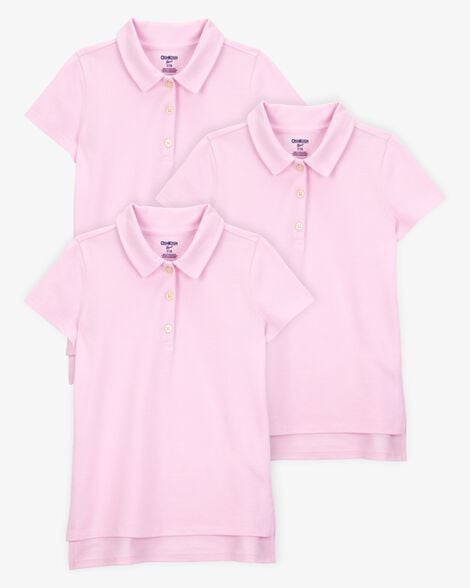 Product image 1 of Kid 3-Pack Pique Uniform Polo Shirts - Pink