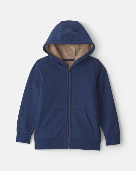 boys fleece zip-up hoodie - navy blue