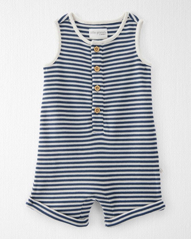 Product image 1 of Baby Organic Cotton Waffle Knit Romper in Stripes