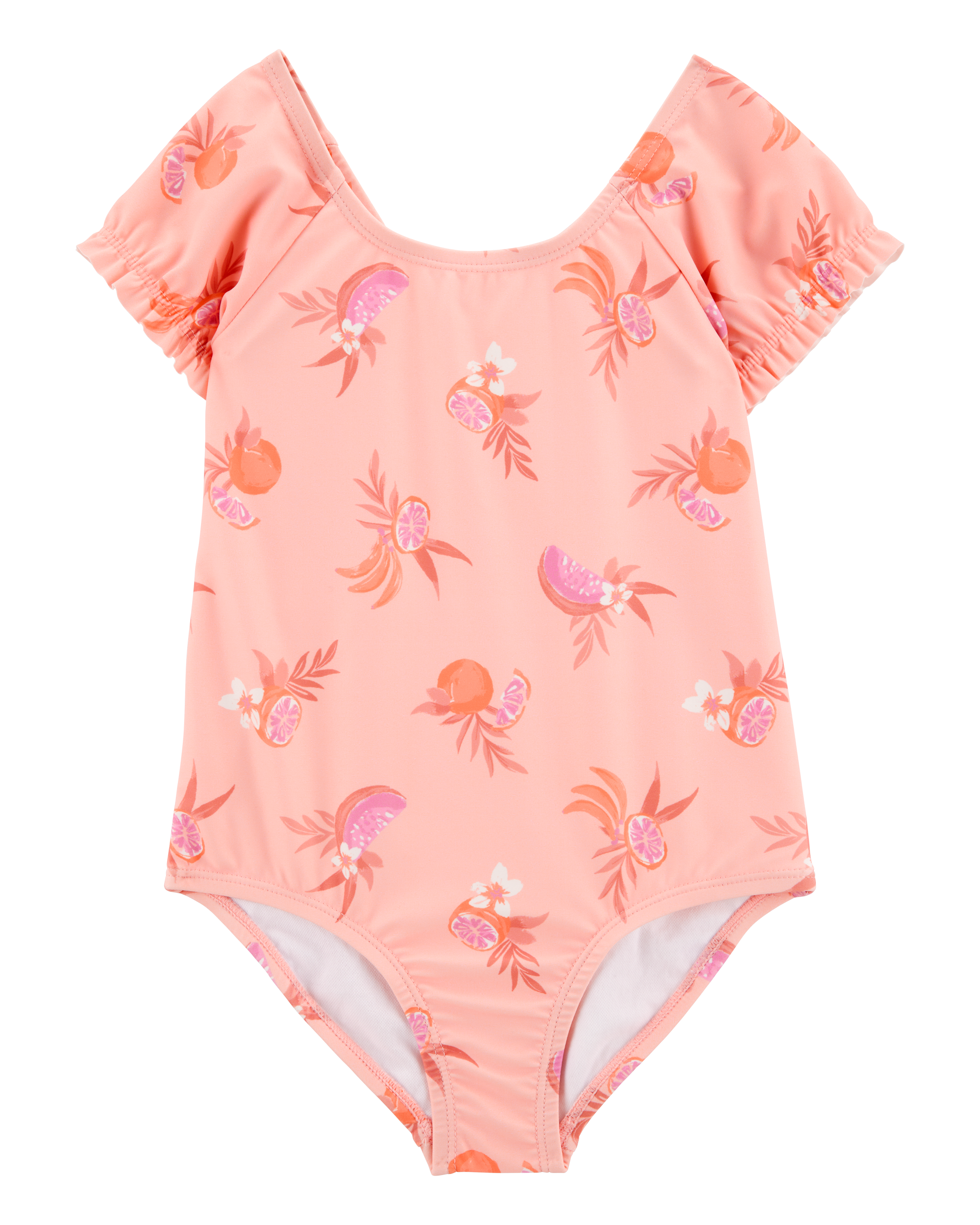 Toddler Girl 1-Piece Fruit Swimsuit - Coral