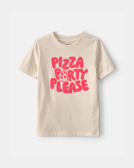 toddler pizza graphic tee - cream