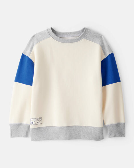 boys color block pullover sweatshirt - ivory