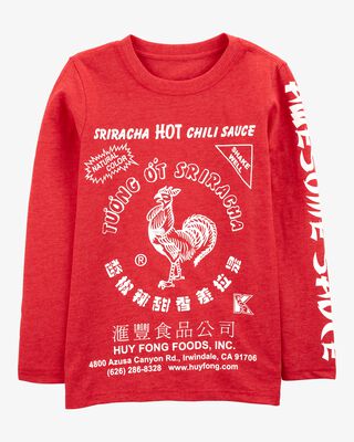 Product image 1 of Kid Sriracha Long-Sleeve Graphic Tee - Red