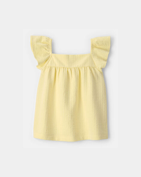 toddler girl flutter-sleeve seersucker top - yellow