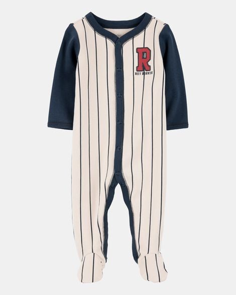 baby boy baseball rookie snap cotton sleep & play pajamas