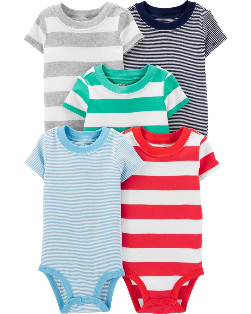 5 Pack Striped Original Bodysuits Carters Com