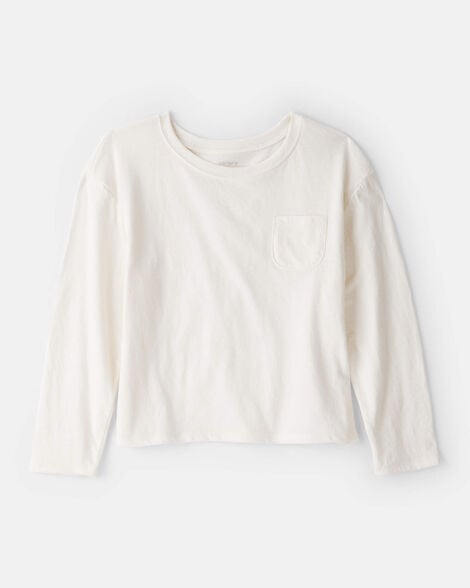girls pocket tee - white