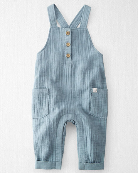 Product image 1 of Baby Organic Cotton Gauze Overalls in Blue