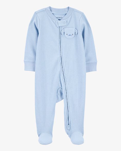  Product image 1 of Baby Dog Pocket 2-Way Zip Ribbed Sleep & Play Pajamas - Blue
