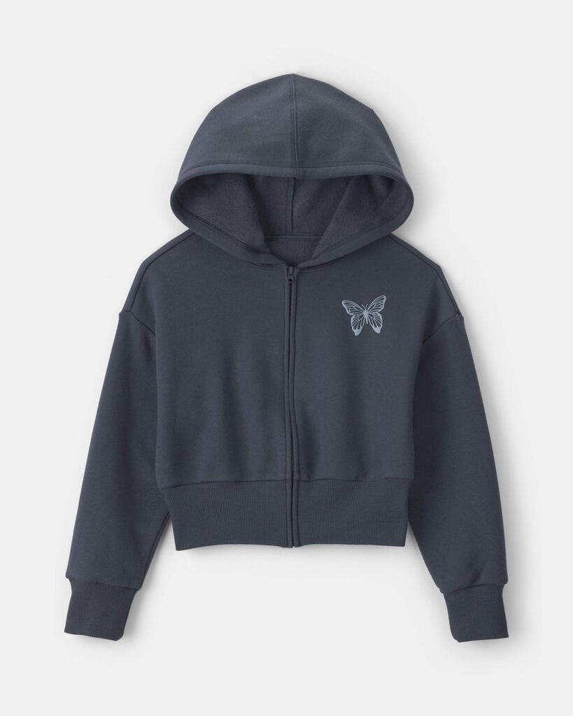 Carter's girls 'butterfly' fleece zip-up hoodie 10 Navy Blue