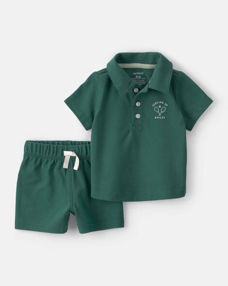 baby boy 2-piece top & short set - green