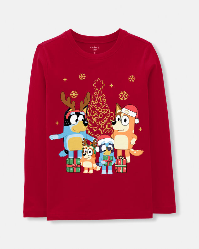 Product image 1 of Toddler Girl Christmas Bluey™ Long-Sleeve Graphic Tee - Red
