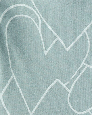 Product image 2 of Baby Girl Heart Print Short-Sleeve Peplum Top - Green