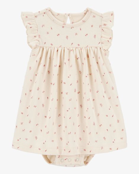  Product image 1 of Baby Floral Cotton Blend Dress - Khaki