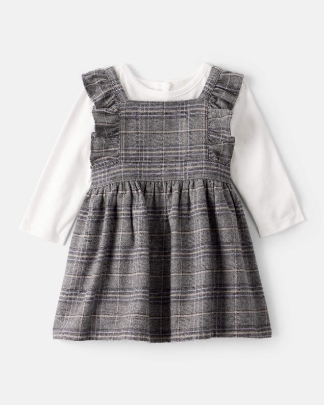 Product image 1 of Baby Girl 2-Piece Plaid Long-Sleeve Dress Set