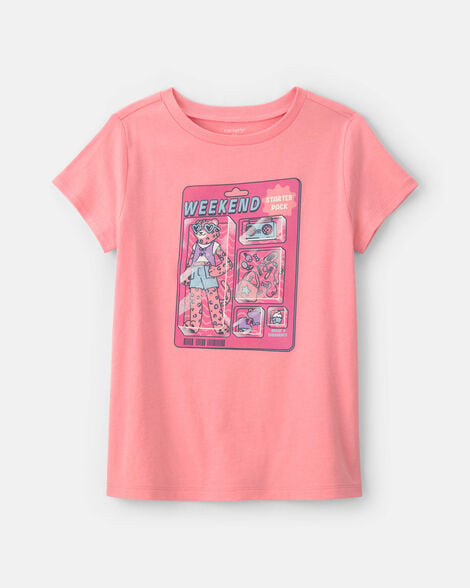 girls 'weekend starter pack' graphic tee - pink