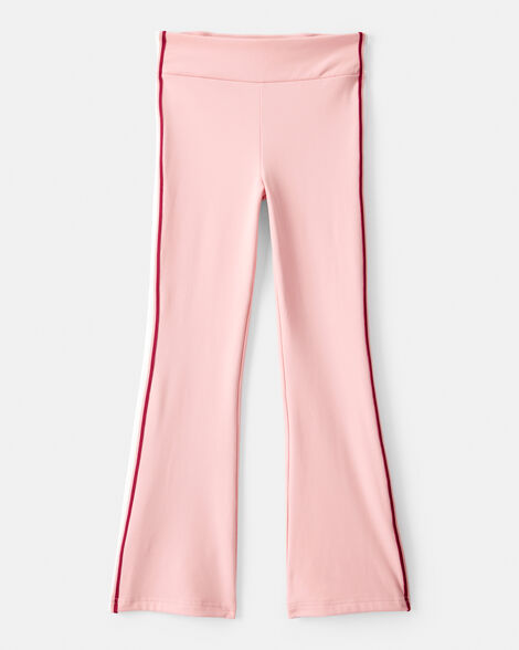 girls knit flare active pants - pink