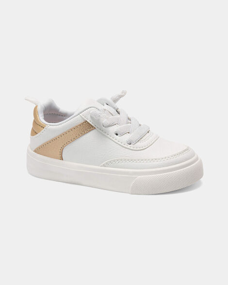 toddler girl casual sneakers - white/gold