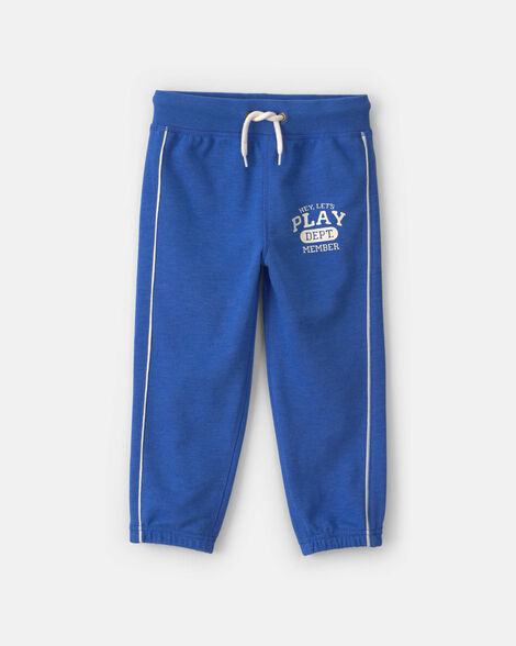 toddler boy 'let's play' french terry joggers - blue