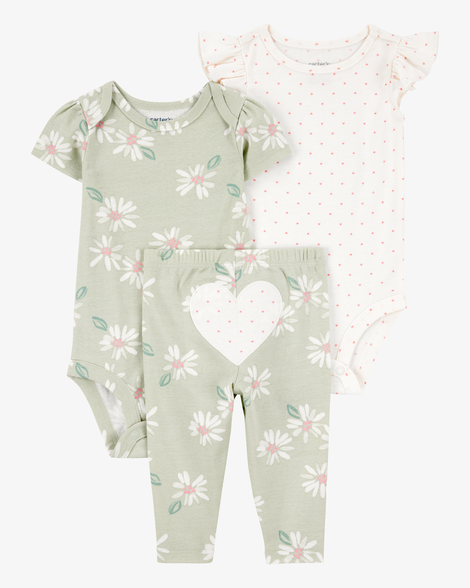 baby girl 3-piece heart little character set