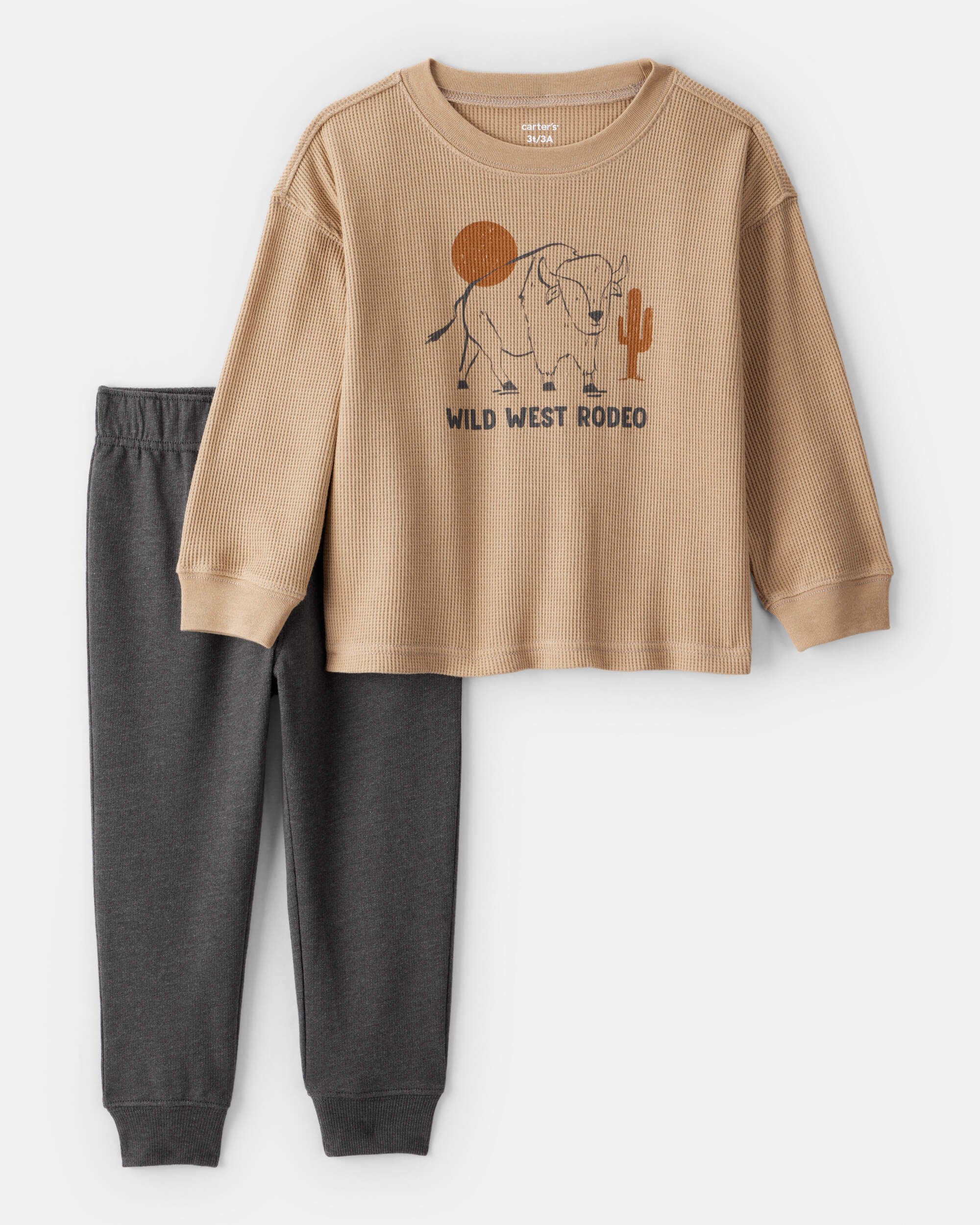 Toddler Boy Western Long-Sleeve Tee & Pant Set - Brown
