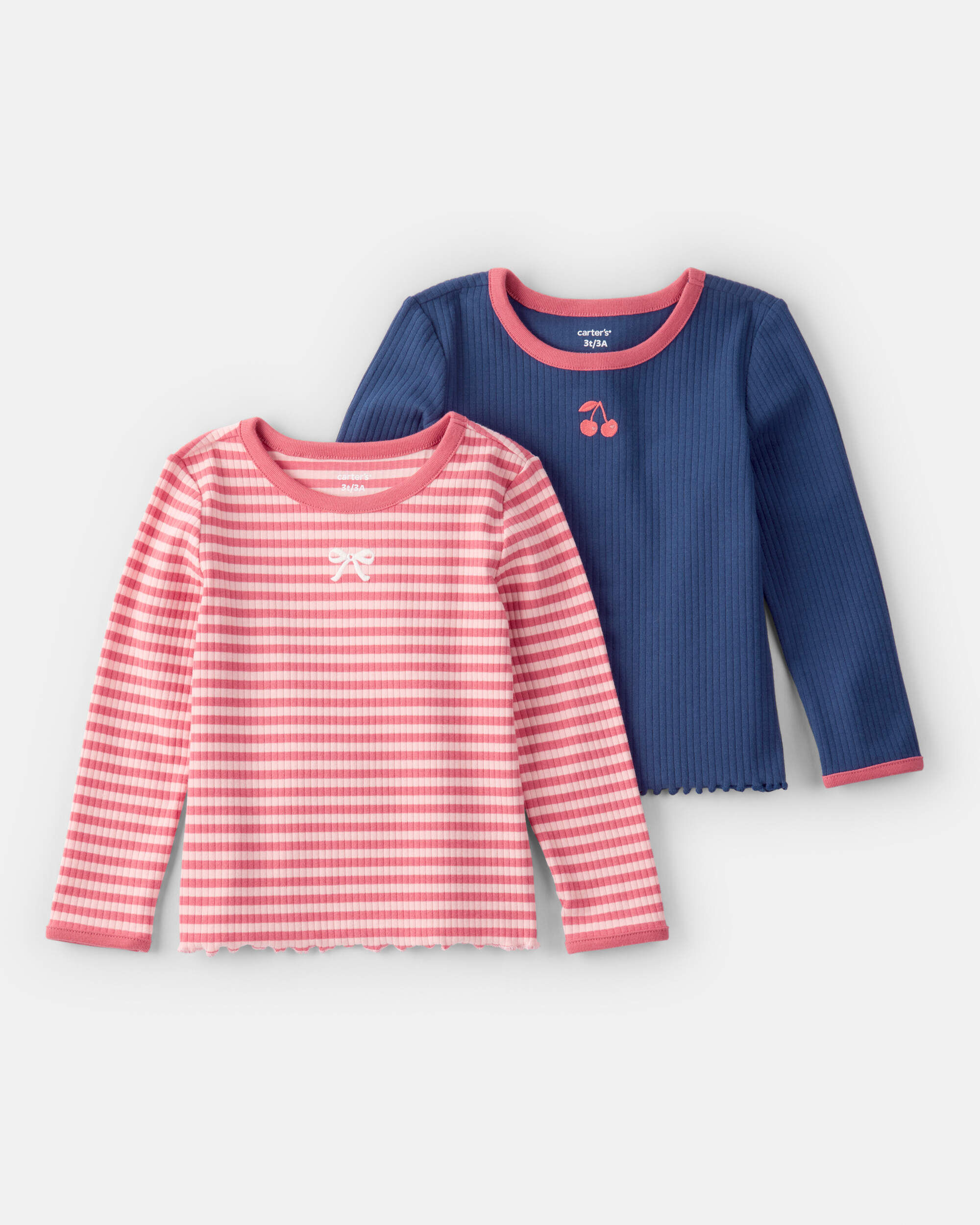 Toddler Girl 2-Pack Long-Sleeve Tops - Blue/Pink