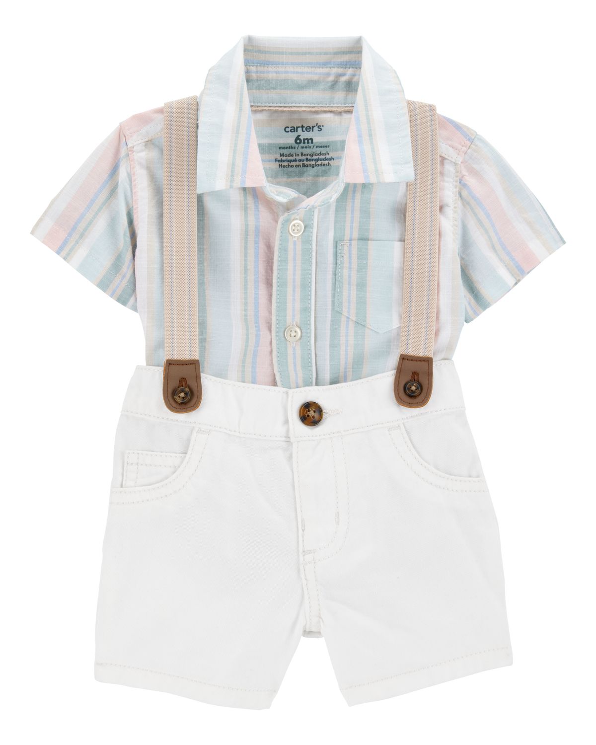 Baby 3Piece ButtonDown Bodysuit & Suspender Outfit Set Carter's
