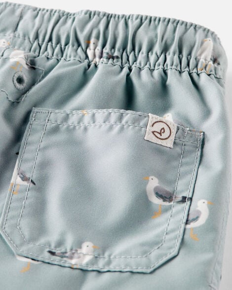 Baby Boy Recycled Seagull-Print Swim Trunks