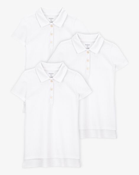 Product image 1 of Kid 3-Pack Pique Uniform Polo Shirts - White