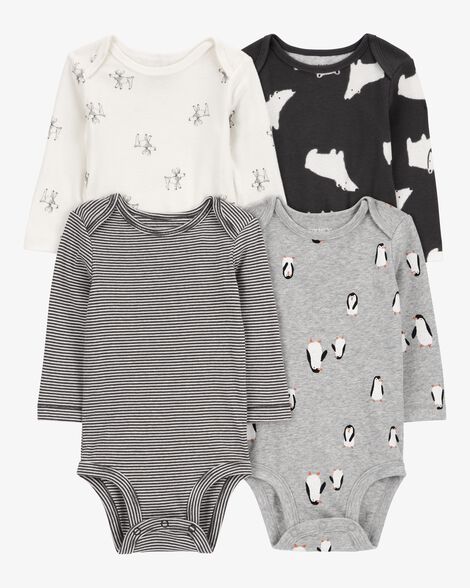  Product image 1 of Baby 4-Pack Long-Sleeve Winter Animals Bodysuits