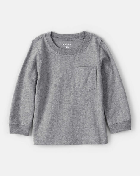 baby boy long-sleeve pocket tee - grey