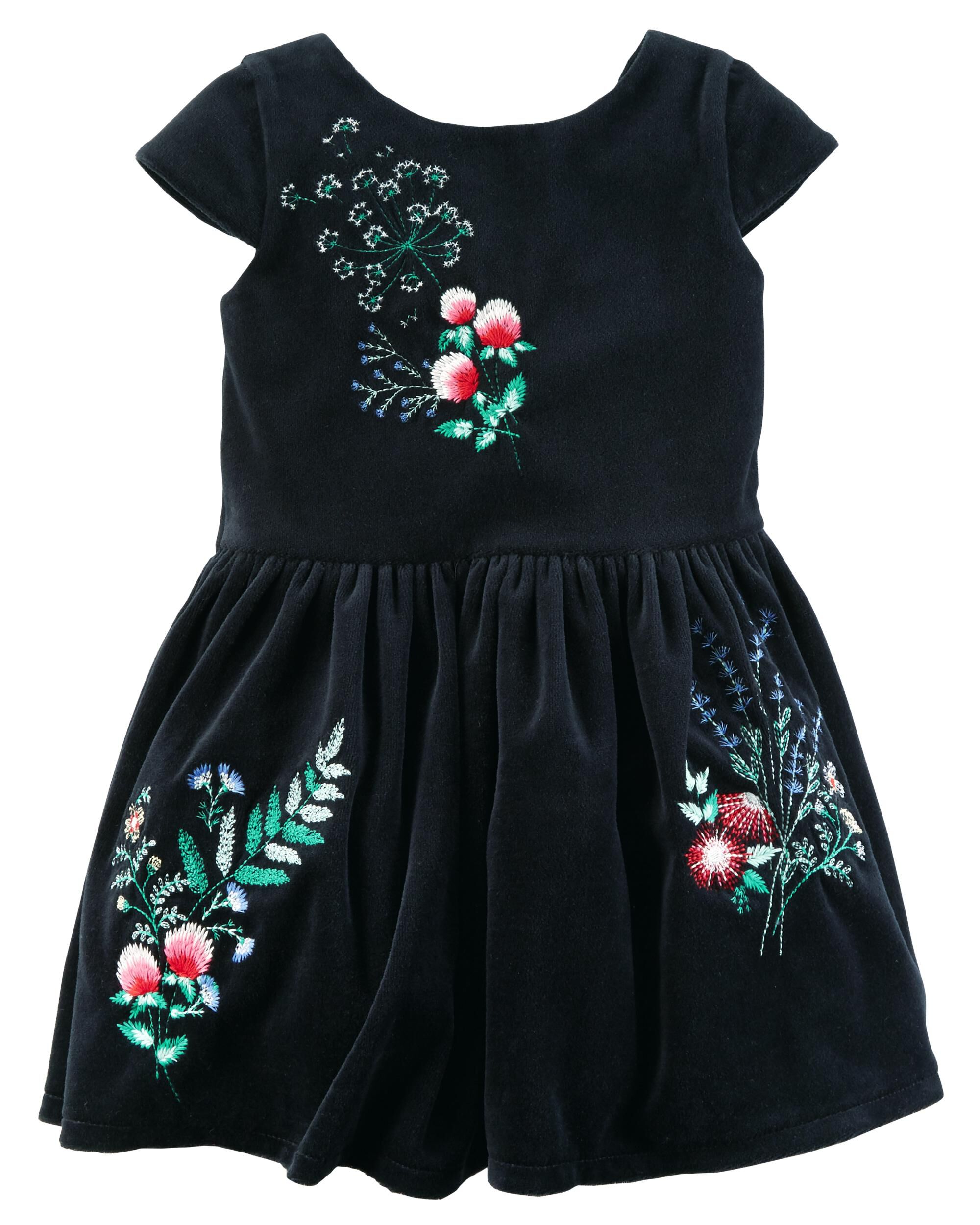 baby velvet dress with embroidery