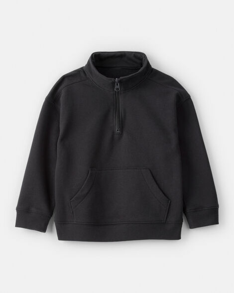 toddler boy daydream fleece quarter zip sweatshirt - black