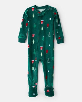 Toddler Merry & Bright Cotton Long-Sleeve 1-Piece Pajamas - Red
