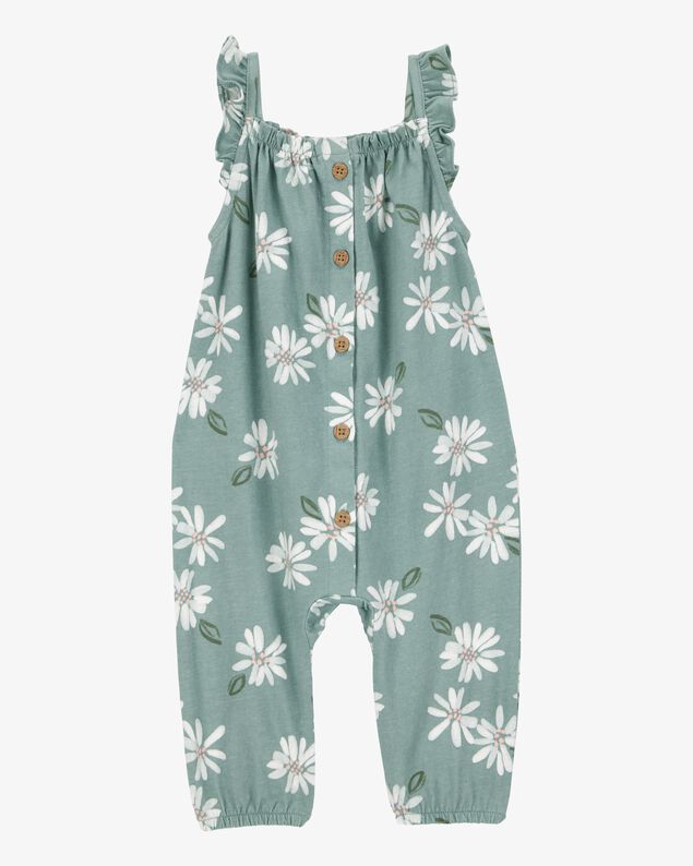 Product image 1 of Baby Floral Button-Front Jumpsuit - Green