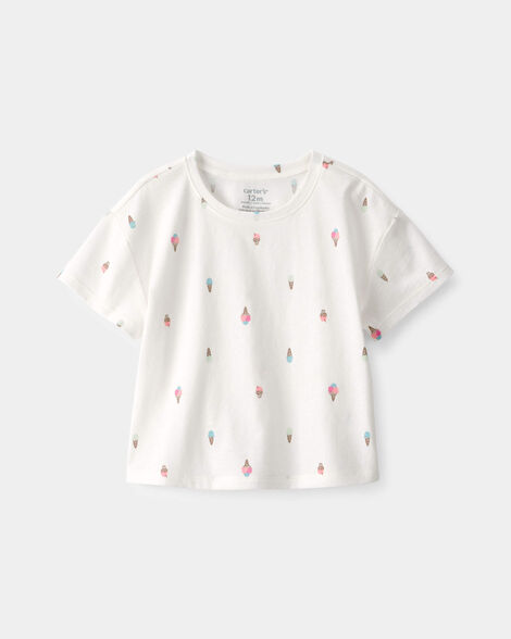 baby girl ice cream relaxed top - white