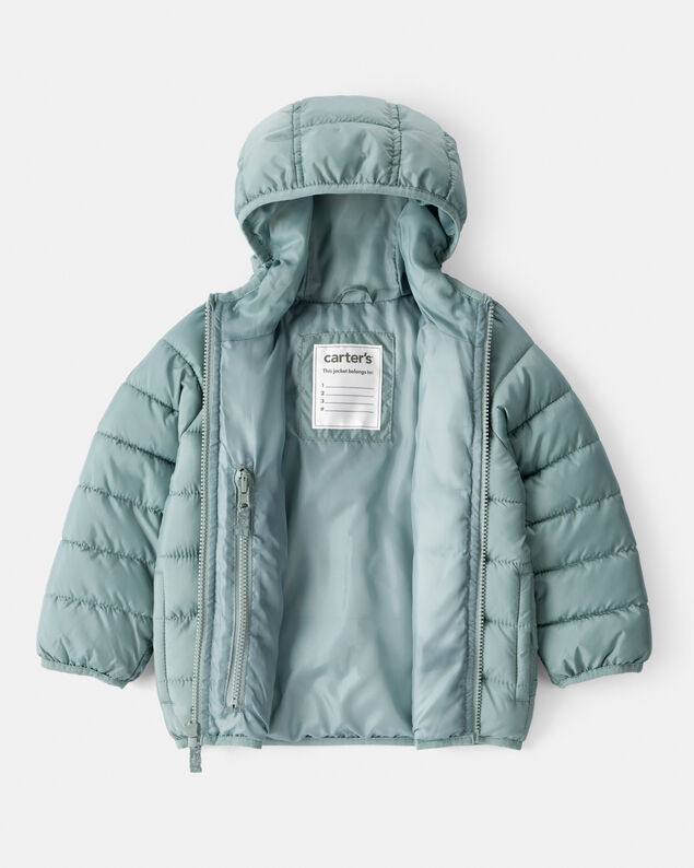 Product image 2 of Toddler Hooded Puffer Jacket - Green
