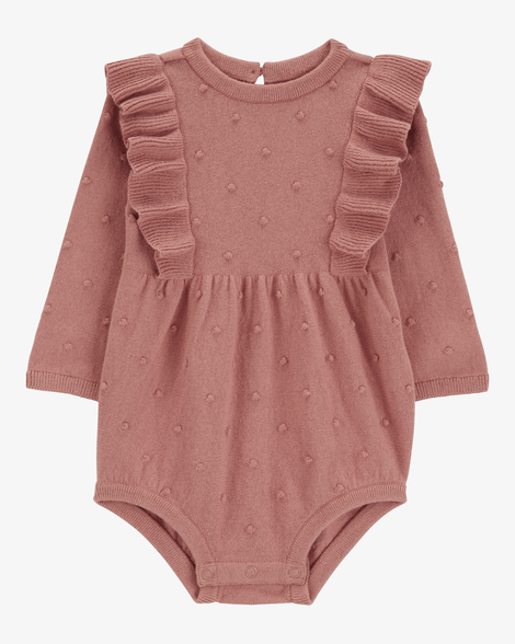 baby girl long-sleeve flutter bodysuit - pink
