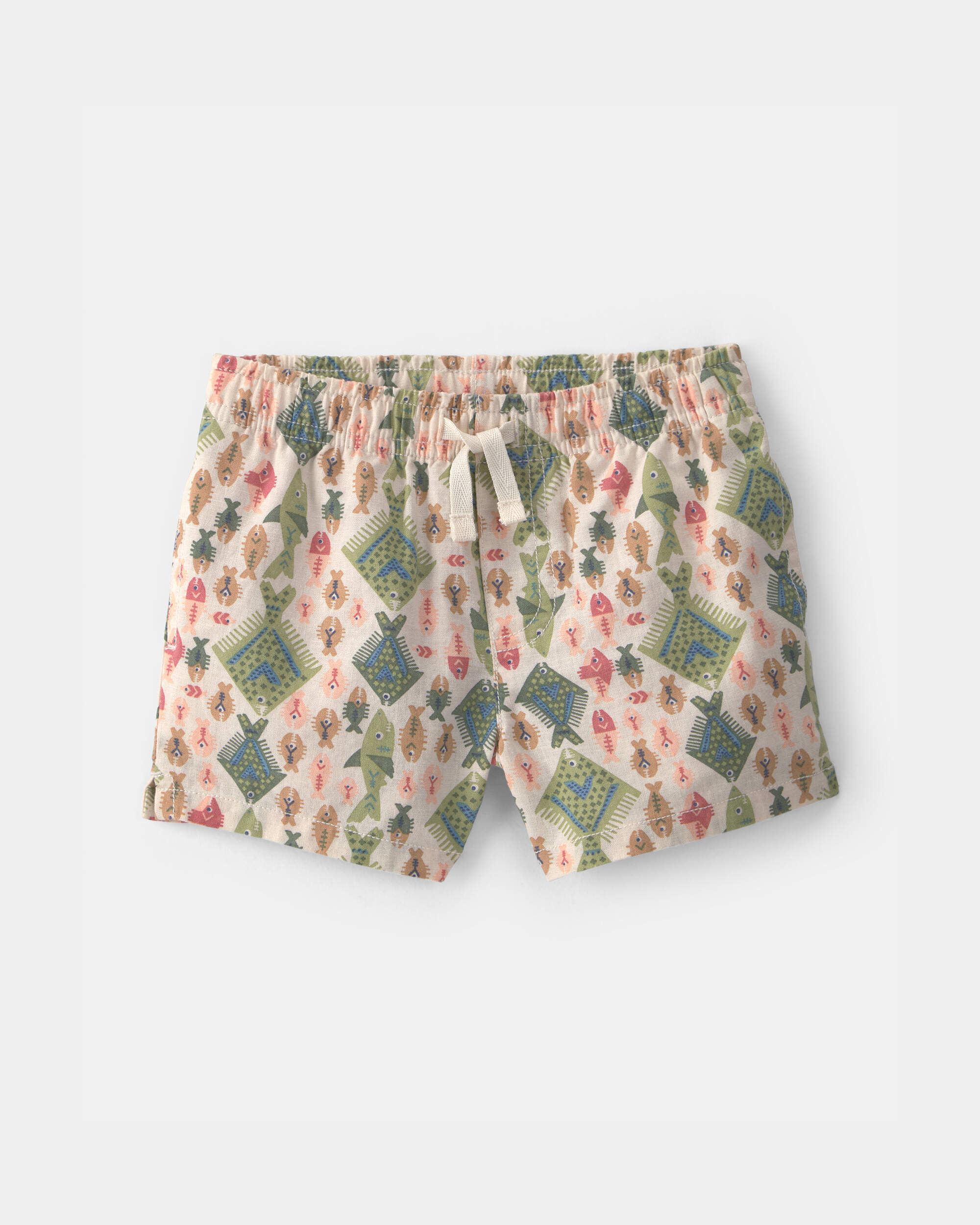 OshKosh Bgosh Baby Boy Fish Linen Shorts 12M Beige 12$