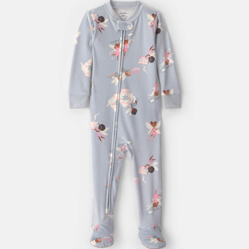 Baby Girl 1-Piece Fairies 2-Way Zip DreamPlush Snug Fit Footed Pajama - Blue