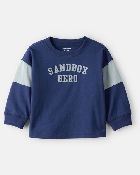 baby boy monster truck long-sleeve graphic tee - navy