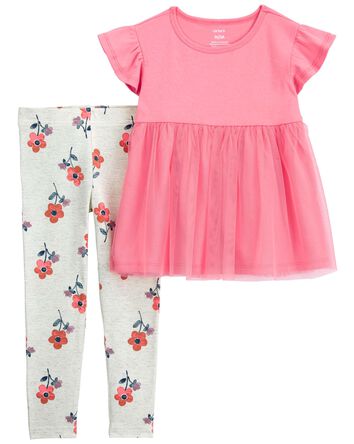 Toddler 2-Piece Tulle Top & Floral Legging Set