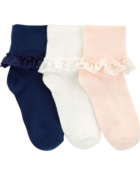 kid 3-pack lace cuff socks