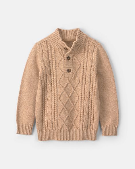 toddler boy cable knit sweater - tan