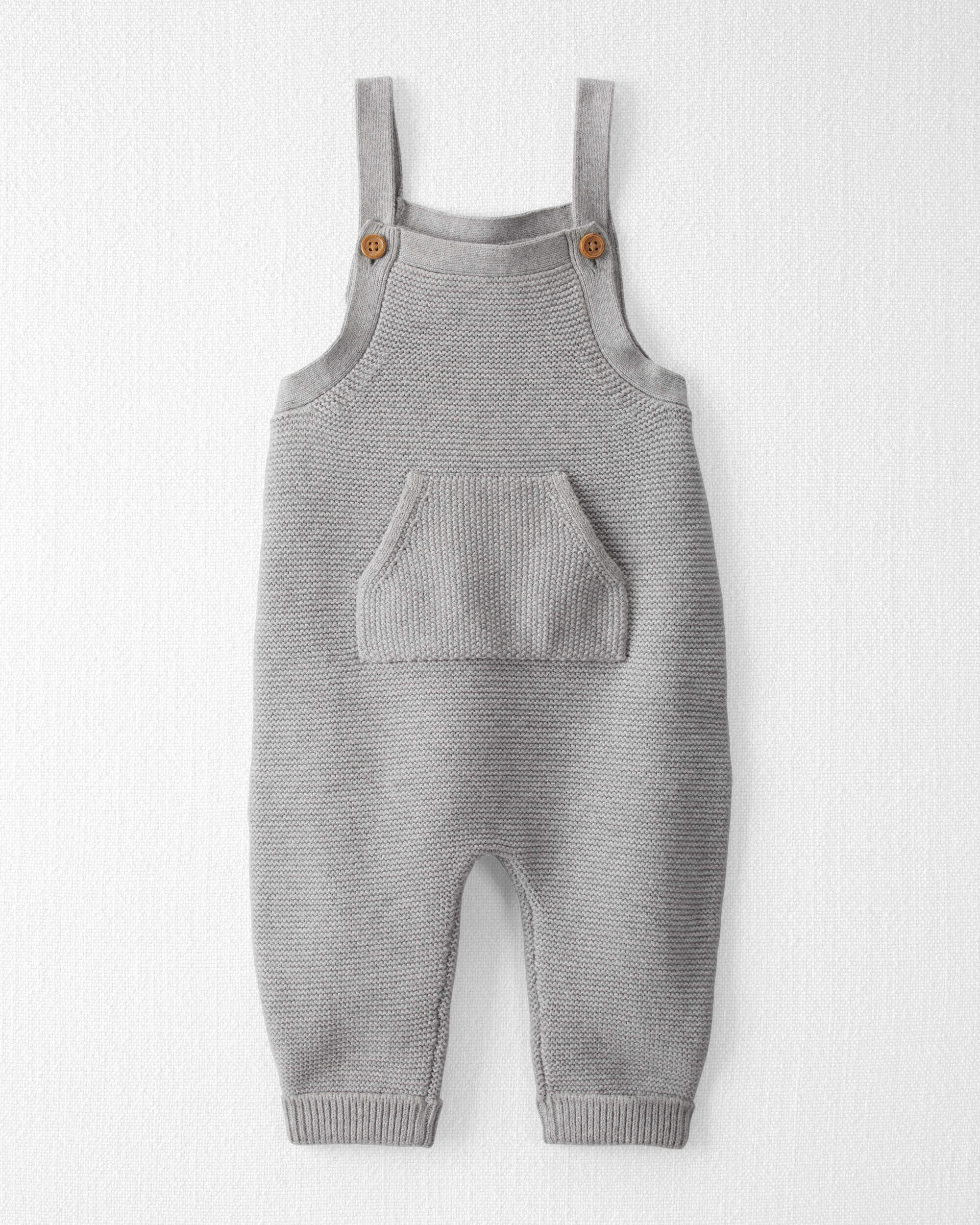 Baby Organic Cotton Sweater Knit Overalls Heather Grey