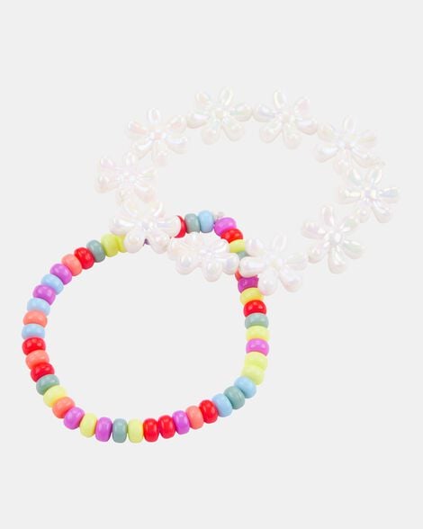 2-pack floral beaded bracelets